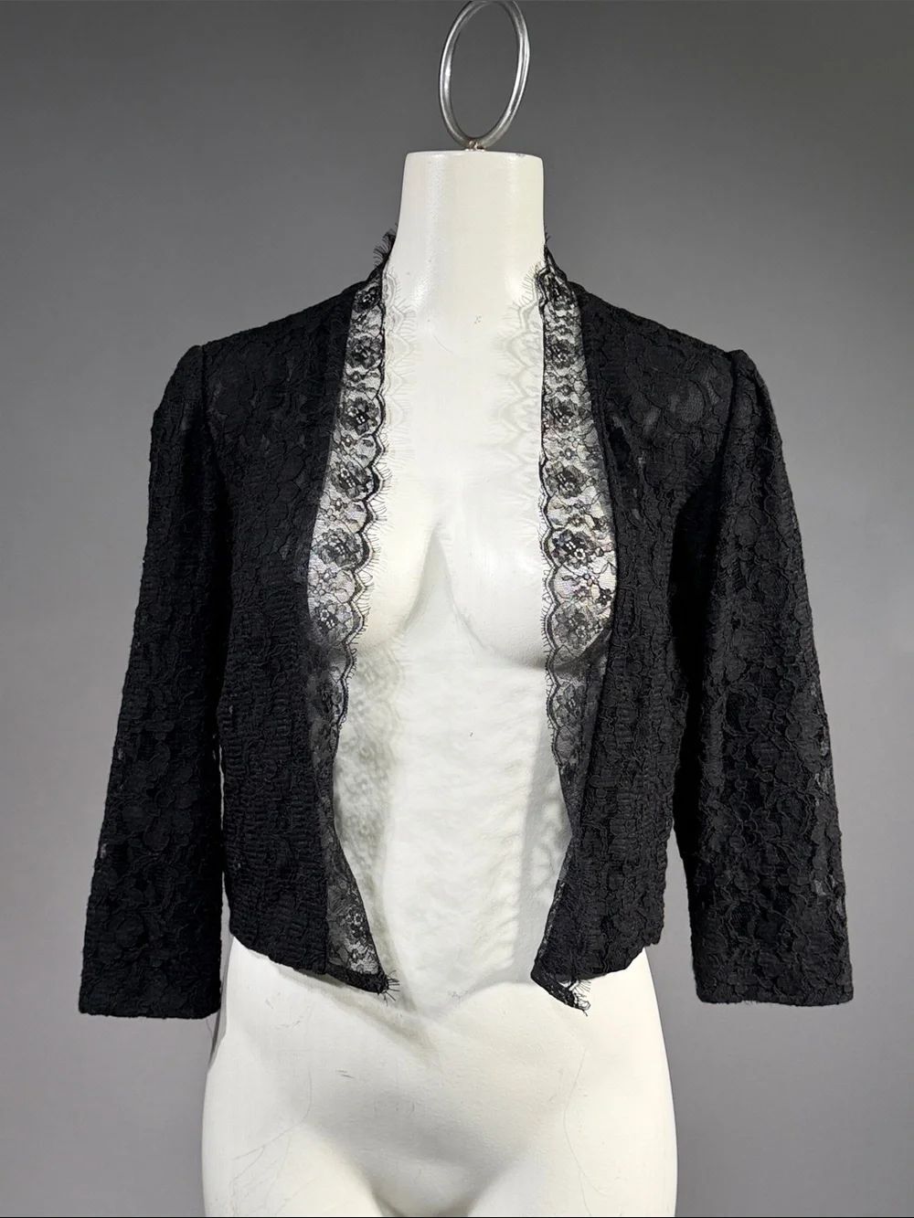 LCโLauren Conrad Black Lace Cropped Blazer (rack5)